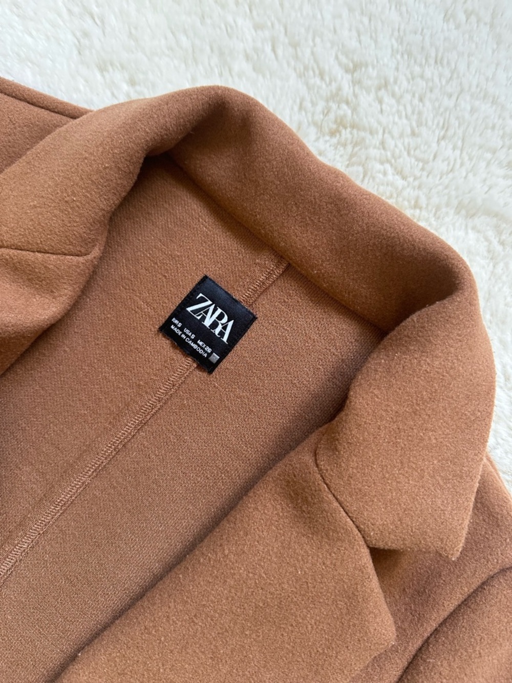 Zara Camel Open Long Coat S - Picture 4 of 7
